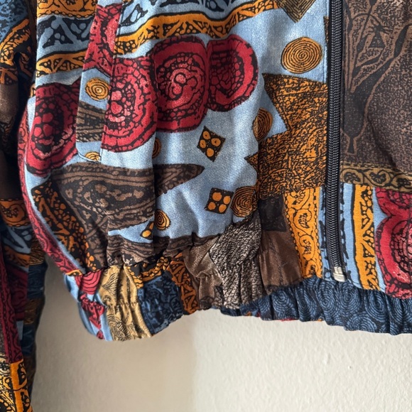 Vintage 90s artsy cropped light weight rayon bomber jacket size Small - Picture 10 of 12